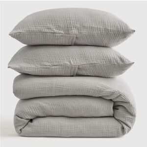 Nwt Organic Airy Gauze Duvet Cover Foggrey Grey Queen